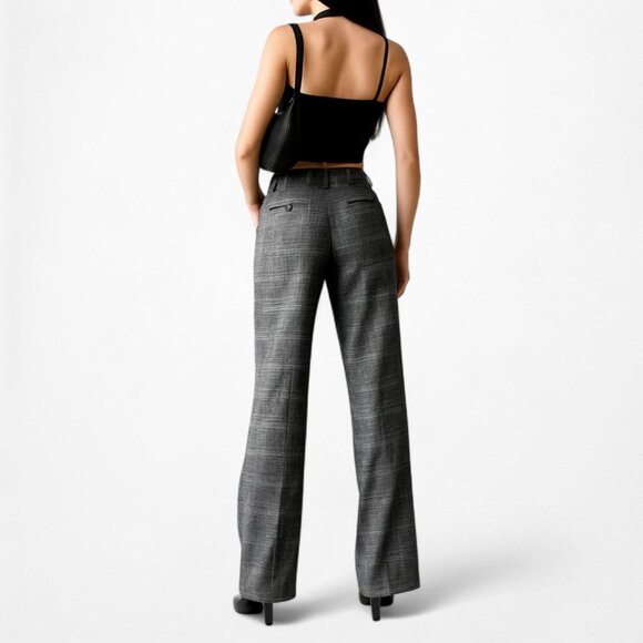 Vintage Y2K Calvin Klein Gray Checkered High Waisted Straight Leg Pants Size 2 - Picture 3 of 6